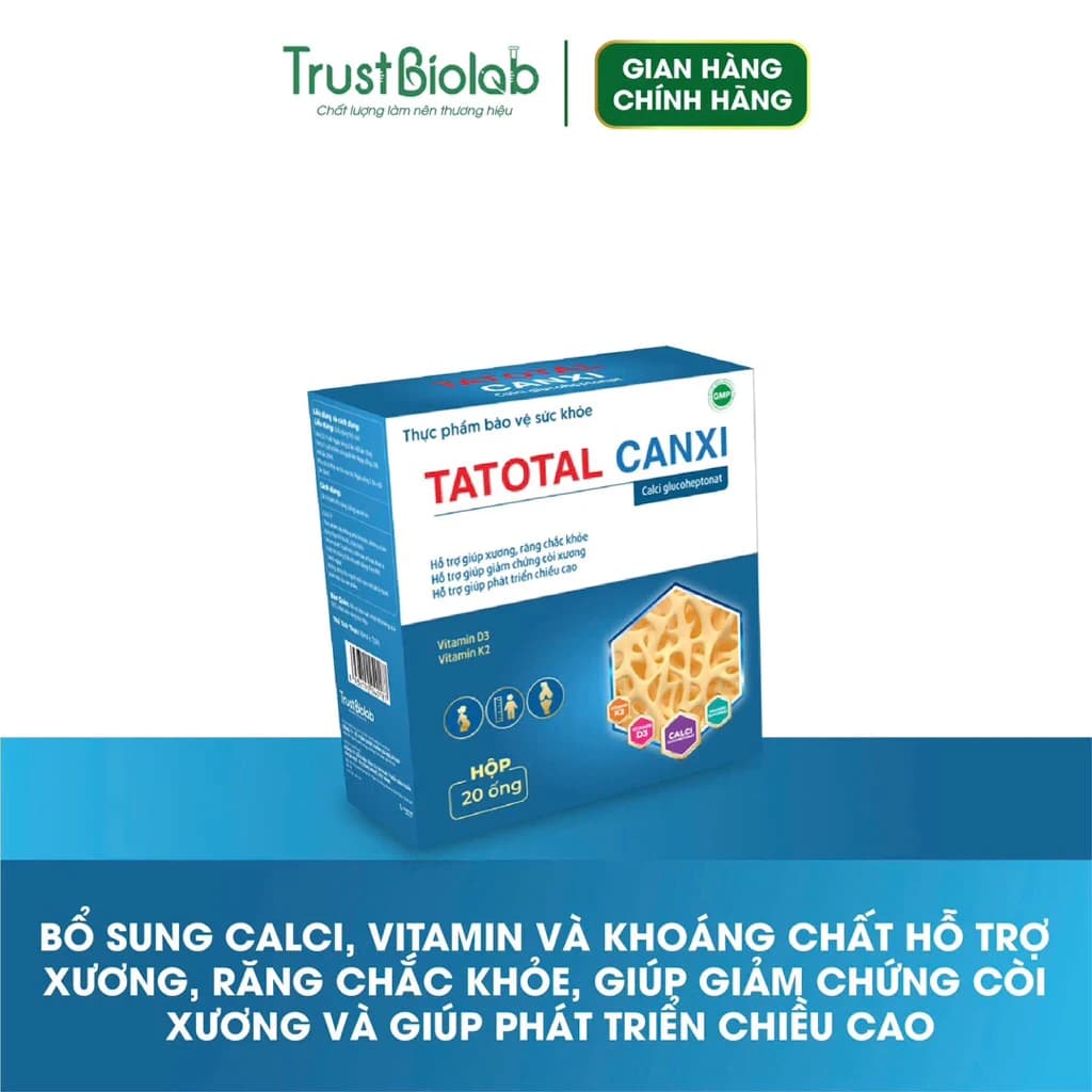 TATOTAL CANXI TrustBiolab – bổ sung calci,vitamin D3 K2 hỗ trợ chắc xương - Ảnh 1